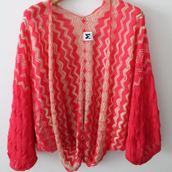 Missoni Open Front Cardigan Chevron Fine Knit Size IT 42/ US 6 Pink - Picture 1 of 6